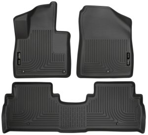 Kia Sorento Floor Liners - Front + Rear - Husky Liners - WeatherBeater - Black - 2016